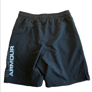 Under Armour Black Basketball Shorts Mesh Lining Drawstring Logo Pockets M